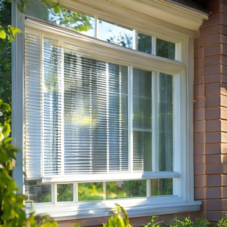 Freshly rescreened residential window with clean fiberglass mesh on a suburban home in Charlotte, NC